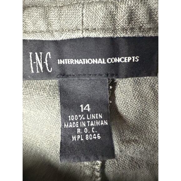 INC International Concepts Women Pants 14 Gray Beige Linen Wide Leg - Picture 5 of 8